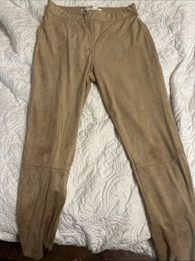 Max Studio Faux Suede Camel Pull On Pants Leggings Size S